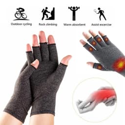GOMOREON 1Pair Arthritis Gloves Women Men, Carpal Tunnel, Rheumatiod, Tendonitis, Fingerless Hand Thumb Compression Gloves