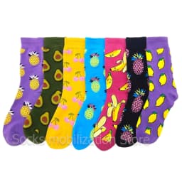 Women Socks Funny Cute Cartoon Fruits Banana Lemon Pineapple Avocado Food Happy Japanese Harajuku Skateboard Socks