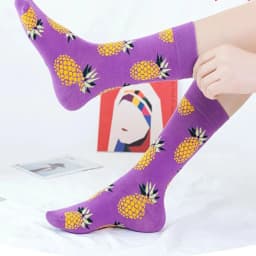 Women Socks Funny Cute Cartoon Fruits Banana Lemon Pineapple Avocado Food Happy Japanese Harajuku Skateboard Socks