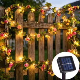 2m 4m 8m LED Rose Fairy Lights Solar Rose String Lights Outdoor Garland For Garden Party Porch Courtyard Terrace Decoration