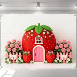 LS Sweet Strawberry House Backdrops Kids Baby Birthday Cake Smash Photocall Decors Child Photo Spring Backgrounds
