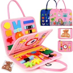 Montessori Kids Travel Toy Felt Activity Quiet Busy Board for Basic Dress Motor Skill Activity Educational Sensory Learning Book
