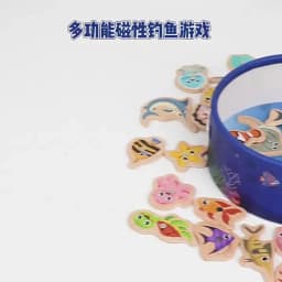 Montessori Wooden Magnetic Fishing Toys Marine Life Cognition Fish Games Early Educational Toy for Kids Parent-child Interactive