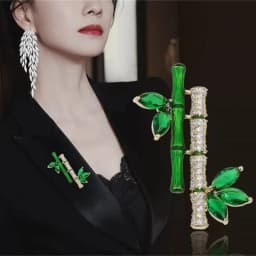 Korean Full Rhinestone Rose Pearl Brooches for Women Tulip Wheat Ear Bamboo Panda Zircon Brooch Pins Female Suit Coat Jewelry