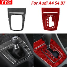 For Audi A4 S4 B7 2005-2008 Car Accessories Real Carbon Fiber Gear Shift Panel Set Cover Trim Interior Sticker Modification
