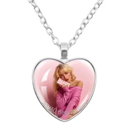 25mm Peach Heart Necklace Famous Character Sabrina Carpenter Funny Singer Accessories Glass Cabochon Pendant For Fans Gift