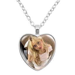 25mm Peach Heart Necklace Famous Character Sabrina Carpenter Funny Singer Accessories Glass Cabochon Pendant For Fans Gift