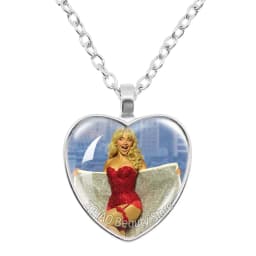 25mm Peach Heart Necklace Famous Character Sabrina Carpenter Funny Singer Accessories Glass Cabochon Pendant For Fans Gift