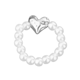 Imitation Pearl Stretch Finger Rings for Women Girl Korean Fashion Sweet Heart Fashion Jewelry Accessories Gift Party