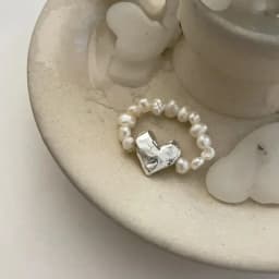 Imitation Pearl Stretch Finger Rings for Women Girl Korean Fashion Sweet Heart Fashion Jewelry Accessories Gift Party