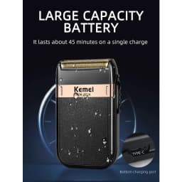Kemei KM-2024 Electric Shaver for Men Twin Blade Reciprocating Cordless Razor USB Rechargeable Shaving Machine Barber Trimmer