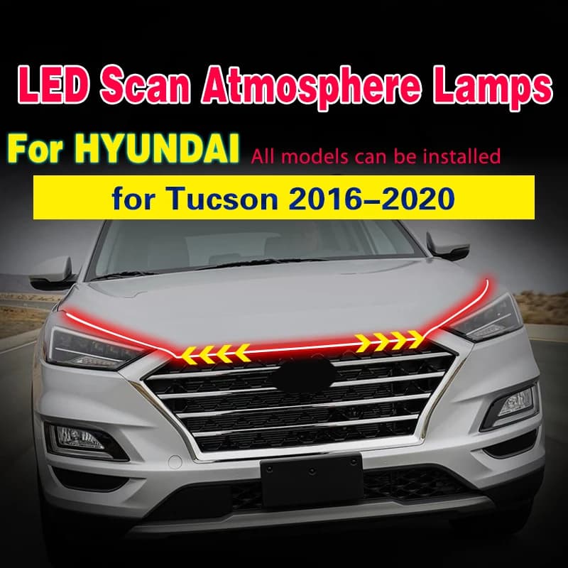 LED Auto Car Hood Lights Strip Universal Lamps Ambient Lights For Hyundai Tucson 2016-2020 Start-Scan Daytime Running Light DRL