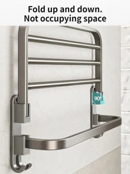 Upgrade And Thicken Grey/Black 50CM-60CM Folding Aluminum Towel Rack Holder With Hook Towel Holder