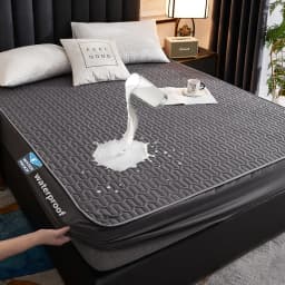 Waterproof Mattress Cover For Living Room Soft Comfortable Breathable Solid Color Bedding Mattress Cover Fitted Machine Washable