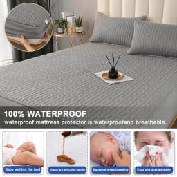 Waterproof Mattress Cover For Living Room Soft Comfortable Breathable Solid Color Bedding Mattress Cover Fitted Machine Washable