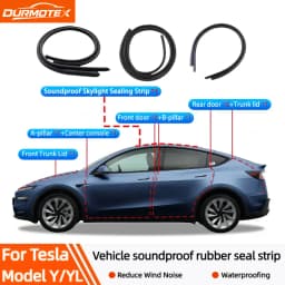 For All Tesla Model YL/Y Juniper 2021-2026 Door Seal Kit Soundproof Rubber Weather Strip Wind Noise Reduction Kit