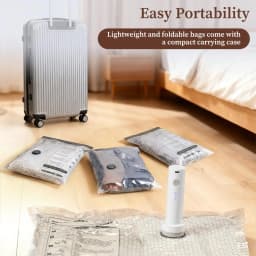 Travel Vacuum Seal Bags for Clothing W/Portable Electric Pump, 9/15 Pack Space Saver Compression Bags for Clothes, Luggage & Suitcase