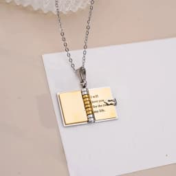 Atoztide Engrave Petite Book Locket Necklace Personalized Message Stainless Steel Jewelry Pendant for Women Chain Birthday Gift