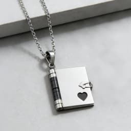 Atoztide Engrave Petite Book Locket Necklace Personalized Message Stainless Steel Jewelry Pendant for Women Chain Birthday Gift