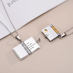 Atoztide Engrave Petite Book Locket Necklace Personalized Message Stainless Steel Jewelry Pendant for Women Chain Birthday Gift
