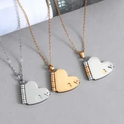 Atoztide Engrave Petite Book Locket Necklace Personalized Message Stainless Steel Jewelry Pendant for Women Chain Birthday Gift