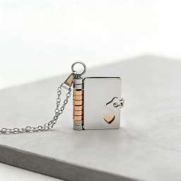 Atoztide Engrave Petite Book Locket Necklace Personalized Message Stainless Steel Jewelry Pendant for Women Chain Birthday Gift