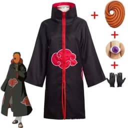 Naruto Akatsuki Tobi Cosplay Full Set: Obito Uchiha Costume with Coat, Mask & Jade Ring – Perfect for Cosplay Events
