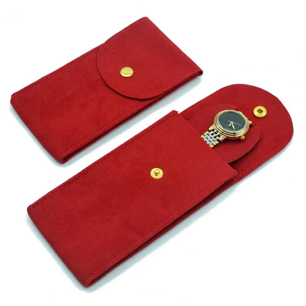 Portable Watch Bag Gift Shock-proof Press Button Short Velvet Snap Design Jewelry Box Watch Packing Pouch
