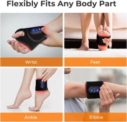 Rechargeable Cordless Red&Near Infrared Light Therapy Wrist Wrap Band with 48 Leds for Hand, Wrist, Finger, and Joint Discomfort