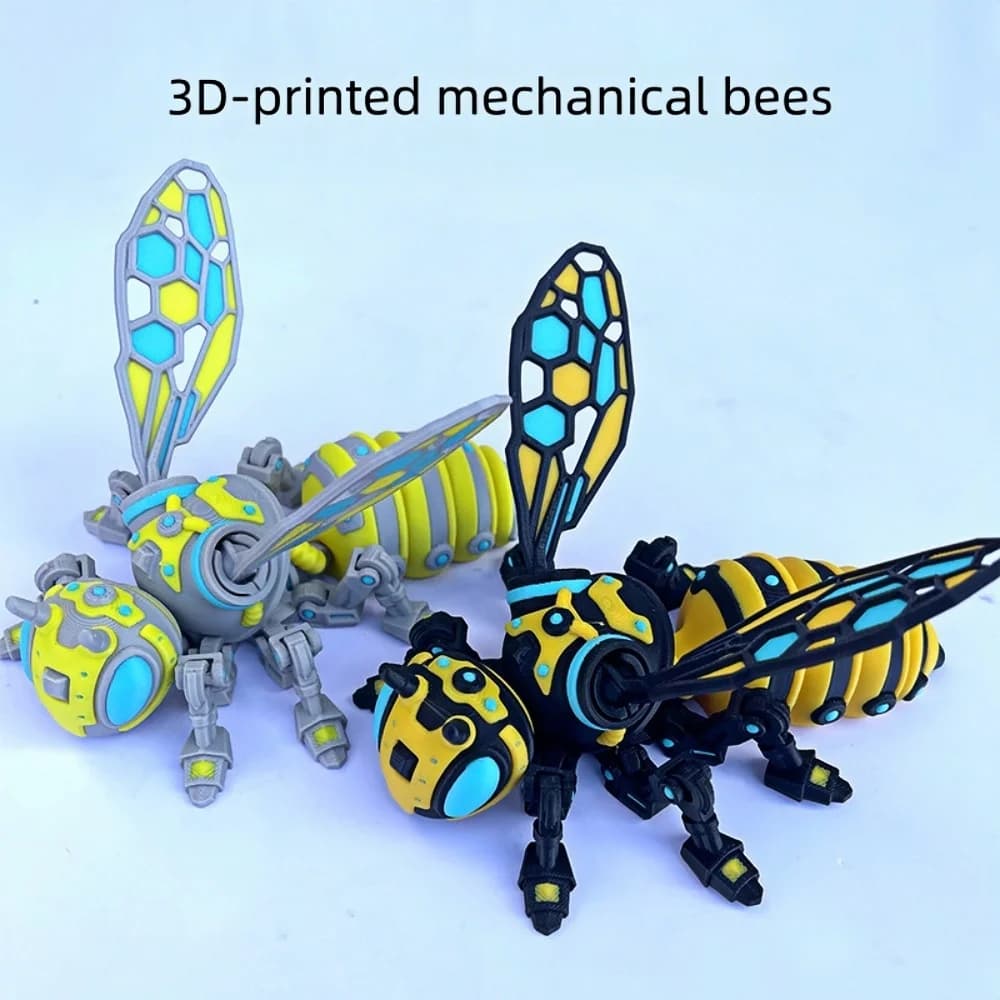 3D Printed Mechanical Bee Toy Joints Can Move Sizes 8/10cm Jointed Full Movable Birthday Gift Realistic Animals Decorative