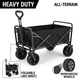 [Heavy Duty] Folding Wagon Cart | Heavy Duty | 360°All Terrain Wheels, Side Pockets, Large Capacity Collapsible | For Camping,
