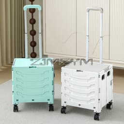 5S Quick Folding Shopping Trolley Large Capacity Hand-Pulled Cart Climb Stairs Vegetable Bung Lightweight Travel Picnic Handcart