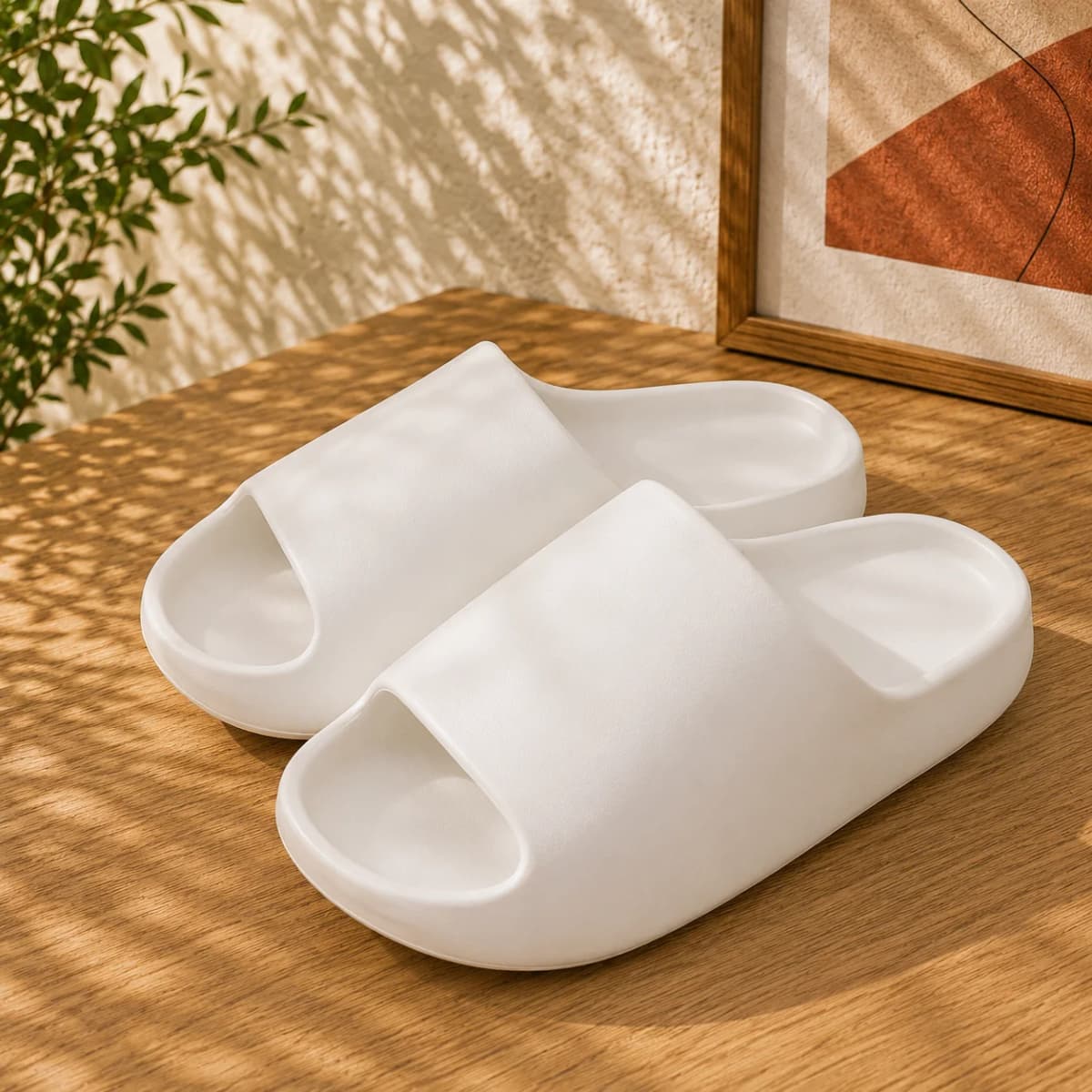 Men's and Women's Couple Style Spring and Summer Comfortable Eva Thick-Soled Casual Simple Slippers, Suitable for Indoor Bathroom and Home Use, Versatile for Both Indoor and Outdoor Wear