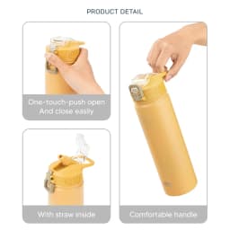 TYESO 750ML New Thermos Bottle With Straw Stainless Steel Car Thermal Cup Sports Water Bottles Keeps Cold and Heat Thermal Mug