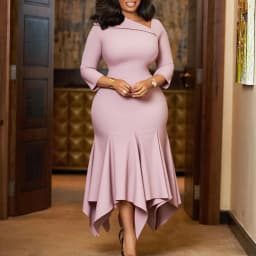 Elegant Church Dresses for Women 2025 Autumn New African Office Wear Ladies Work Business Party 3/4 Sleeves Mermaid Dress