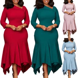 Elegant Church Dresses for Women 2025 Autumn New African Office Wear Ladies Work Business Party 3/4 Sleeves Mermaid Dress
