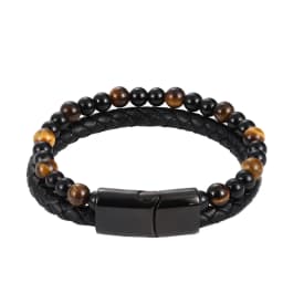 Charm Men Bracelet Rope Stainless Steel Magnetic Natural Stone Leather Beaded Braclet Volcanic Stone bracelet bangles Chain Gift
