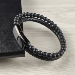 Charm Men Bracelet Rope Stainless Steel Magnetic Natural Stone Leather Beaded Braclet Volcanic Stone bracelet bangles Chain Gift