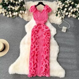 CM.YAYA Women Ruffles Splicing V-neck Sleeveless Bodycon Midi Pleated Maxi Long Dress 2025 Birthday Sexy Club Party Even Dresses