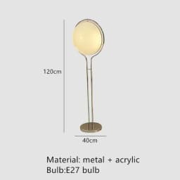 Garrault Delord LED Floor Lamp Chrome Metal White Acrylic Ball Bedside Standing Light Living Room Hotel Sofa Home Decoration