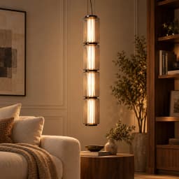 Restaurant Long Stripe Pendant Light Smoke Gray Glass Lampshade Nordic Led Hanging Light Living Dining Room Decor Pendant Lamp