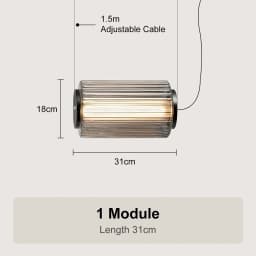 Restaurant Long Stripe Pendant Light Smoke Gray Glass Lampshade Nordic Led Hanging Light Living Dining Room Decor Pendant Lamp