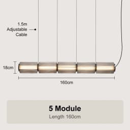 Restaurant Long Stripe Pendant Light Smoke Gray Glass Lampshade Nordic Led Hanging Light Living Dining Room Decor Pendant Lamp