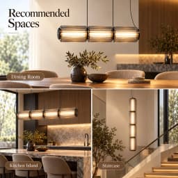 Restaurant Long Stripe Pendant Light Smoke Gray Glass Lampshade Nordic Led Hanging Light Living Dining Room Decor Pendant Lamp
