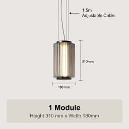 Restaurant Long Stripe Pendant Light Smoke Gray Glass Lampshade Nordic Led Hanging Light Living Dining Room Decor Pendant Lamp