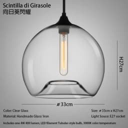 Caren Lighting Handmade Glass Modern Nordic Hanging Loft Glass Pendant Light Decor Lights Fixtures Led Filament Dinningroom Lamp