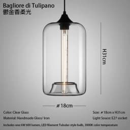 Caren Lighting Handmade Glass Modern Nordic Hanging Loft Glass Pendant Light Decor Lights Fixtures Led Filament Dinningroom Lamp