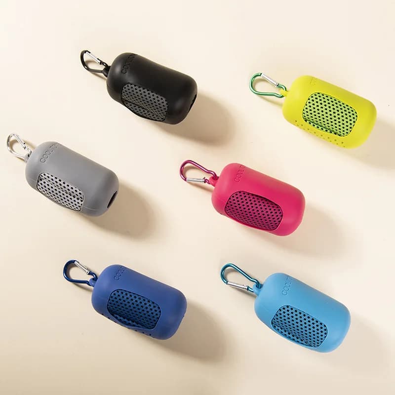 New Outdoor Cooling Sweater Towel (30x80cm) Quick Drying Fitness Towel Key Chain Creative Portable Mini Silicone Set Key Ring