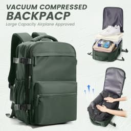 Men Women Air Vacuum Compression Travel Backpack 15.6in Laptop Backpack, Vacuum Clothing Storage Bag Airplane Cabin Backpack
