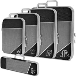 5PCS Travel Compressed Packing Cubes Storage Organizer Set With Shoe Bag Mesh Visual Luggage Portable Lightweight Suitcase Bag